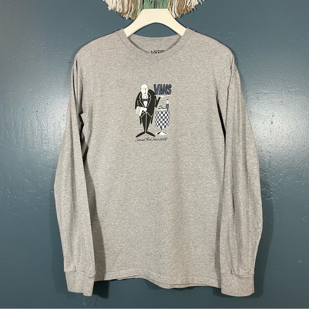 Vans Men’s Gray Long Sleeve Graphic Crewneck Tee Size M